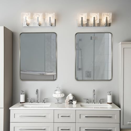 Image of ANDY STAR 28x36 INCH Brushed Nickel Mirror, Rounded Rectangle Brushed Silver Metal Framed Mirrors for Bathroom Anti-Rust SUS304, Tube Metal Frame, 1'' Deep Wall Mounted Vertically /Horizontal