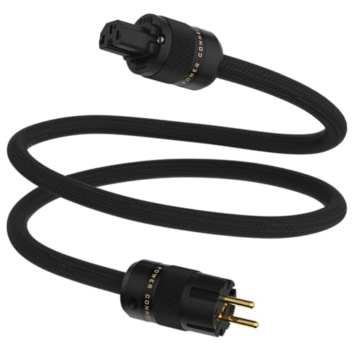 Tertullus Cable de alimentación HiFi de 1 m con Schuko, 3 núcleos con 3,5 mm², cable de alimentación de alta gama para aplicaciones de audio