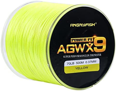 ANGRYFISH AGWX9 Braided Fishing Line,Cost-Effective Smooth Superline-Multiple Colors-Extremely Durable-Wonderful Tool for Fishing Enthusiast(Yellow,50LB/0.30MM-300M)