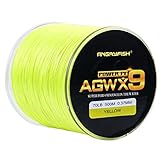 ANGRYFISH AGWX9 Braided Fishing Line,Cost-Effective Smooth Superline-Multiple Colors-Extremely Durable-Wonderful Tool for Fishing Enthusiast(Yellow,15LB/0.11MM-300M)