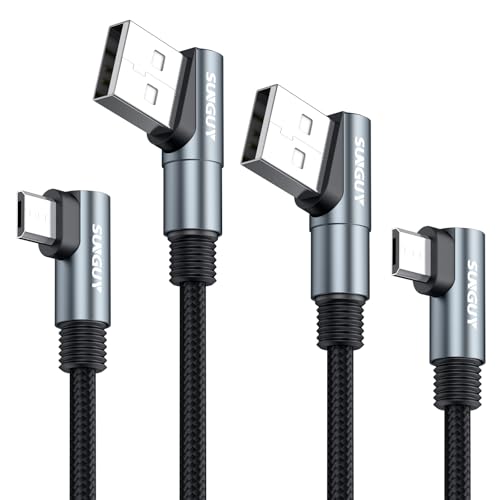 SUNGUY Dual Right Angle Micro USB Cable 3FT