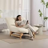 RAPRAP Cord Sitzsack Sofa mit Holzrahmen für Erwachsene, Groß Cloud Bean Bag mit Füllung, Bequemer Lesesessel für Wohnzimmer Schlafzimmer, XXL Sitzsack Sessel, 110cm, Beige