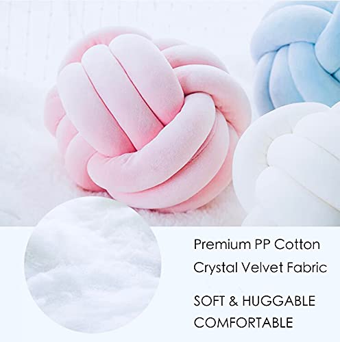 7Uyuu Soft Knot Pillow Ball, Decorative Short Plush Knot Throw Pillow Large Round Bed Sofa Back Knot Velvet Pillow Cushion Small Knot Pillow For Baby (White, Large 11 Inches) #TOP4