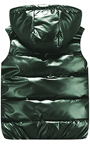Happy Cherry Boys Shiny Quilted Vest, Teens Hooded Vest Zipper Sleeveless Jacket2