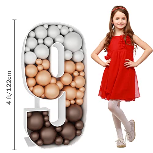 4ft Mosaic Balloon Frame Number 9 Light Up Marquee Pre-Cut Kit Number Cut-out Extra Large Foam Board Backdrop Birthday Baby Party Anniversary… - Thumbnail 2