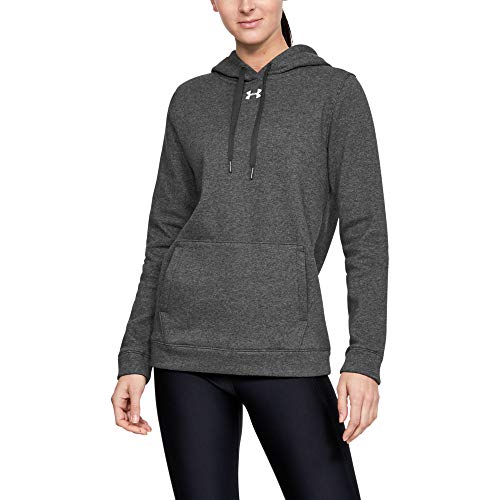 Under Armour Hustle Fleece Hoodie, Carbon Heather (090)/White, Large