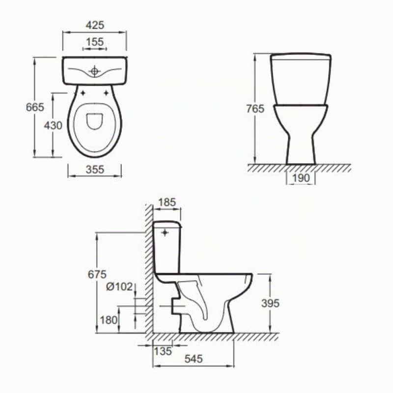 Lot de 2 WC à poser sortie horizontale JACOB DELAFON Eolia avec abattant