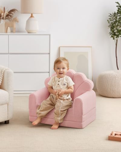 image for Blissful Diary Kids Couch, 2-in-1 Soft Toddler Couch Fold Out, Toddler