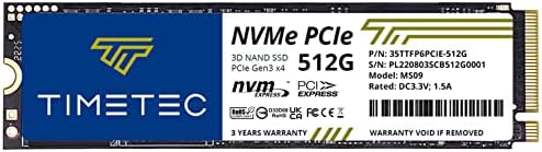 Timetec 1TB SSD NVMe PCIe Gen3x4 8Gb/s M.2 2280 3D NAND TLC 600TBW High Performance SLC Cache Read/Write Speed Up to 1,800/1,500 MB/s Internal Solid State Drive for PC Laptop and Desktop (1TB)