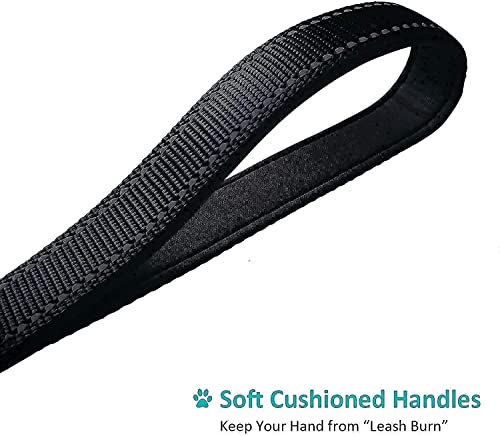 Dog Leash 6Ft Long - Traffic Padded Two Handle - Heavy Duty - Double Handles Lead For Training Control - 2 Handle Nylon Leashes For Large Dogs Or Medium Dogs - Reflective Leash Dual Handle (Black) #TOP3