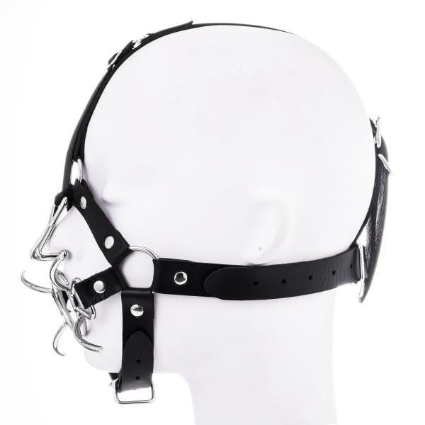 SM Harnais avec Bâillon & Crochet de Nez – Bondage Fetiche | Accessoire BDSM réglable en similicuir & métal, diamètre bâillon 4 cm, unisexe