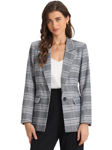 Blazer boyfriend gris XS pour femme avec revers cranté et bouton unique