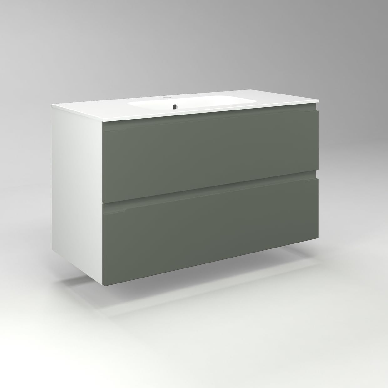 Diventa Modello Diva Star, Mobile Bagno sospeso 100cm con 2 cassetti spaziosi e lavabo dal design moderno, colore verde e bianco