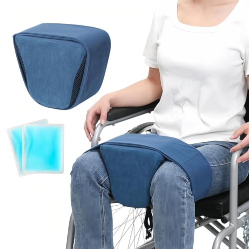 Separador de rodilla de cuña, almohada de posición de rodilla para silla de ruedas, cojín de soporte para piernas, bolsillos de malla, para recuperación de cirugía de abducción de cadera