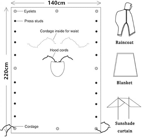 Miniatura 5 de Poncho de lluvia 3 en 1, impermeable, impermeable, tienda de campaña Ripstop, alfombra de piso, lona para camping, viajes, pesca