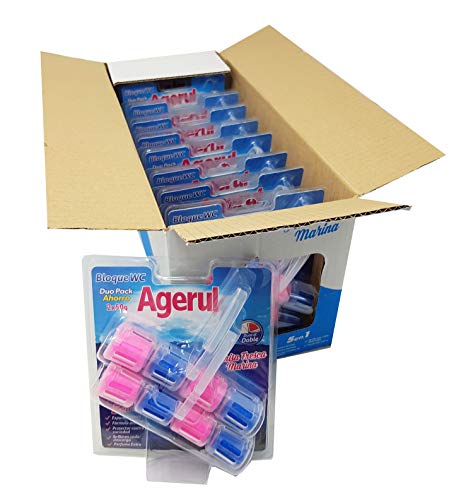 Agerul. Bloque ambientador para WC Duo 5 en 1 Brisa Marina. Limpia y aromatiza. Caja 10 uds