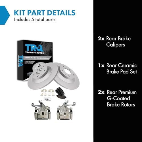 Image of TRQ Rear Brake Pad and Rotor Set Ceramic G Coated Rotors Calipers