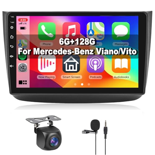 【8 Núcleo 6+128G】 Hodozzy Carplay Radio Coche para Mercedes-Benz Viano 2004-2011/Vito 2010-2015, 10 Pulgadas Autorradio Android con Pantalla Táctil/DSP/GPS/RDS/FM/Bluetooth/USB/WiFi