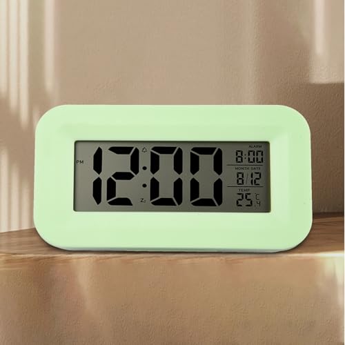 TDCuizent Réveil numérique avec affichage de la température, fonction calendrier, écran LCD, horloge de bureau à piles pour chambre à coucher, bureau, maison, voyage, alarmes, thermomètre, affichage – vue 5