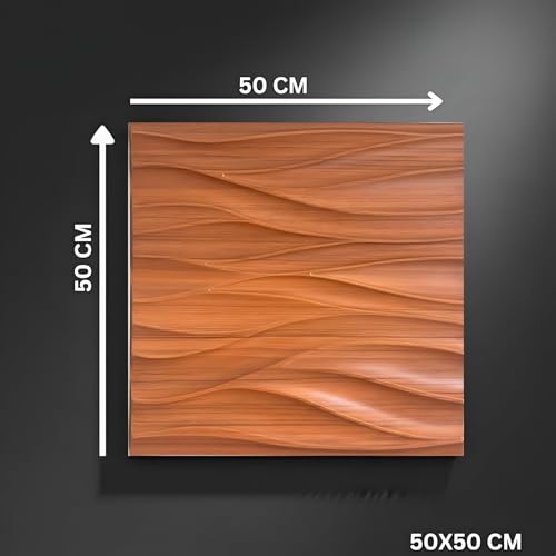 Image of Kayra Decor 3D PVC Wall Panels - Wave Design, Walnt Wood Color 19.7 inch x 19.7 inch (Pack of 40) | Covers 107.60 Sq. Ft. |