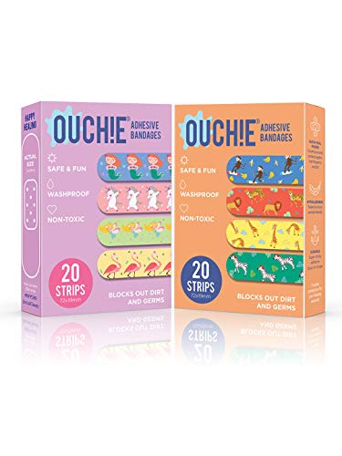 Image of Ouchie Non-Toxic Printed Bandages Double Combo (40 Pack) - Lavender & Orange
