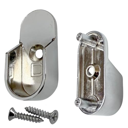 Oval Closet Rod End Brackets w/Rear Facing 5mm Pins | 15mm x 30mm | Polished Chrome | 4 Pack