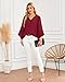 Lotusmile Bell Sleeve Tops, Work Tops Business Casual Formal Tops Office Wear V Neck 3/4 Sleeve Tops Blouses Dressy Casual Fashion 2024 Womens Red Top