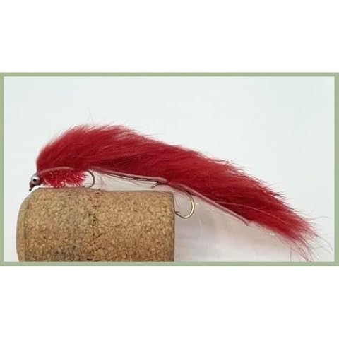 Snake Trout Flies, 4 Red Humongous Snakes, Size 10, Rear Hook, For Fly Fishing Cover