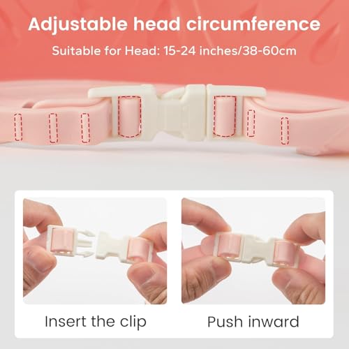 Image of FUNUPUP Baby Shower Cap for Kids, Baby Bath Shampoo Visor Cap Hair Washing Shield Adjustable, Pink Crown