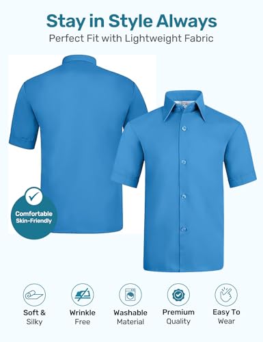 Boy's Short Sleeve Button Down Dress Shirt - NO Pocket - Wrinkle Free4