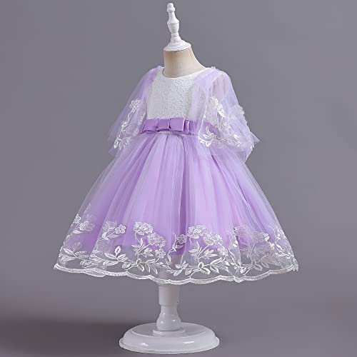 Vestido de novia de encaje para niñas y damas de honor de manga corta 4