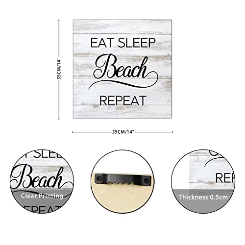 Plaque murale Eat Sleep Beach Repeat bois pour habiller un mur blanc vide