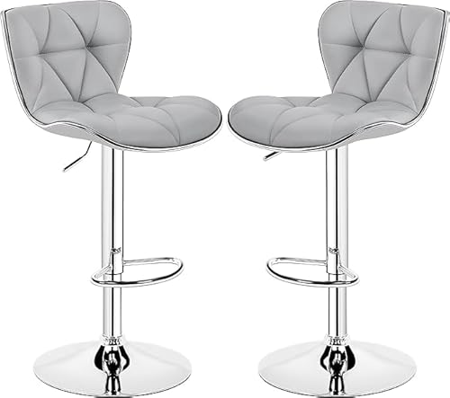 2 Red Modern Adjustable Counter Swivel Pub Style Bar Stools / Barstools (Red)