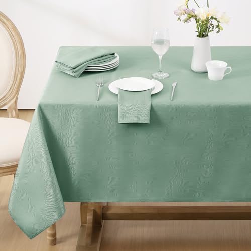 Softalker Jacquard Rectangle Tablecloth, Swirl Design Waterproof Stain Resistant Table Cover Wrinkle Free Heavy Weight Table Cloths for Dinner/Parties/Holiday - 60 x 84 Inch, Sage Green