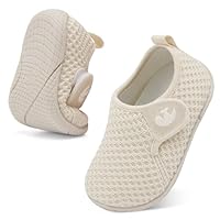 FEETCITY Toddler Barefoot Shhoes Baby Walking Shoes Kids Slip On Shoe Boys Girls Sport Sneakers Lightweight Tennis Shoe Beige
