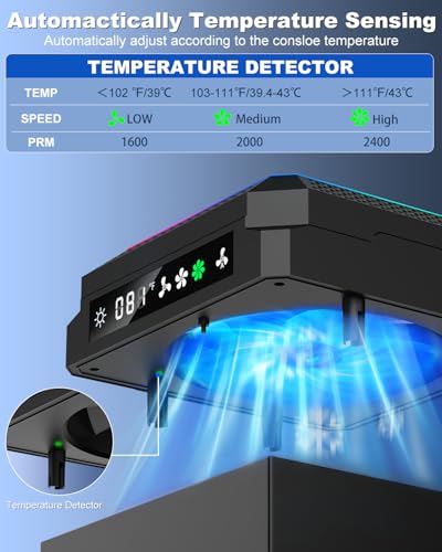 Image of Auto Cooling System Compatible with Xbox Series X w LED Display Whisper Quiet Adjustable by Temperature, Series X Console Air Cooler Fan,2 USB Port,Rubber Dust Plugs for Xbox one cases