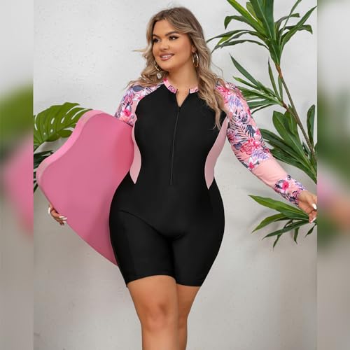 Plus Size Women's Swimming Suit Rash Guard Boyleg One Piece Swimsuit Surfing Bathing Suit3