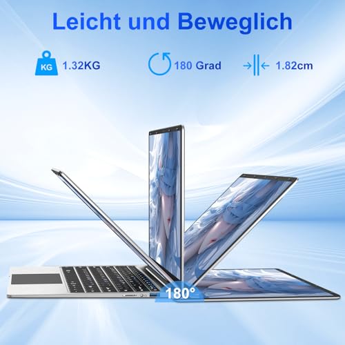 bvate 2025 Laptop 14 Zoll Win11 8+256GB SSD Unterstützung 1TB Notebook Celeron N4020 (bis2.8GHz) 1920x1080p WiFi BT4.2 Deutscher Tastaturschutz und kabellose Maus-Silver – Bild 6
