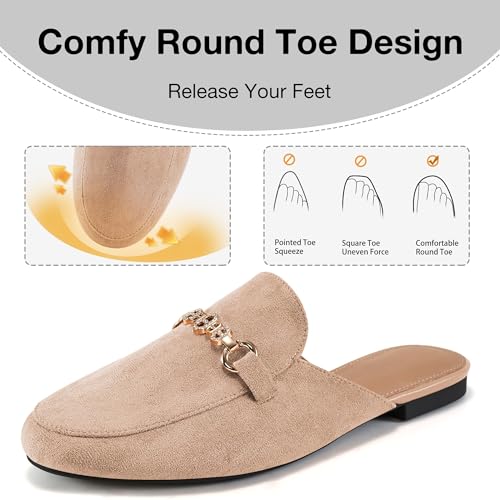 Image of Womens Mules Buckle Flats: Classic Suede Slip On Shoes Dressy Closed Toe Backless Slides Loafers 2026 for Business Work Office Casual