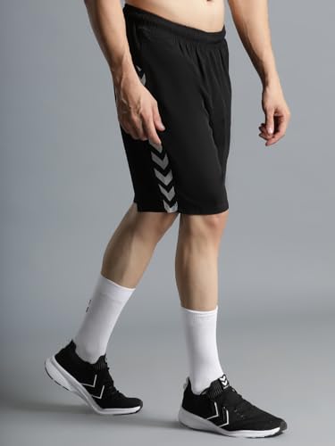 Image of hummel Move Solid Regular fit Polyester Shorts for Men with Zipper Pockets Comfortable Breathable Fabric Stretchable for Everyday Use Ideal for Yoga Training Gym Running or Performance