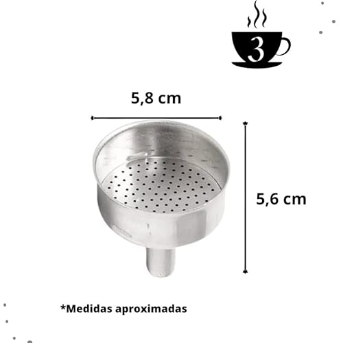 Kit Reparo Cafeteira Italiana 3 Xícaras Funil Filtro Borracha