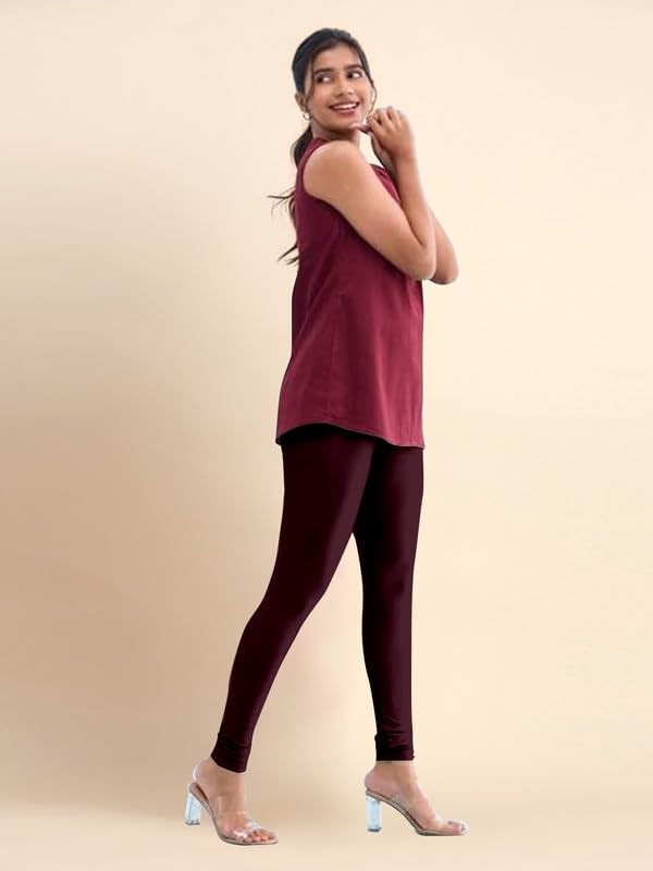 Image of TRENDMALLS Women's Microfiber Elastane Stretch Soft Churidar Length Leggings with Ultrasoft Waistband