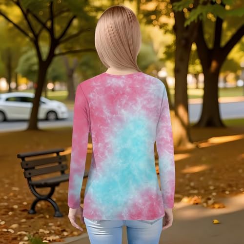 Shirts for Girls Long Sleeve Cute Clothes Outfits Fall Crewneck Tops Comfy Shirts for Teens Trendy Tie Dye 3-14 Years4