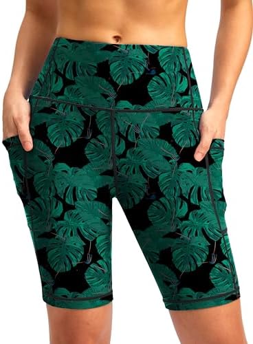 SANTINY 8''/12'' Swim Shorts Women with Pockets High Waisted Swim Bottoms