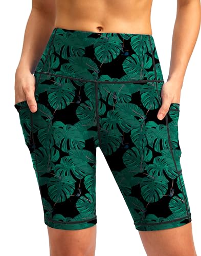 Short de bain femme anti-UV pour le paddle et la plage en taille XL vert feuille