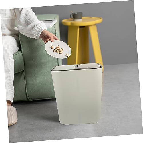 Caneca de basura para cocina Unomor blanca beige 13.2x11.4x8.2 in miniatura 5