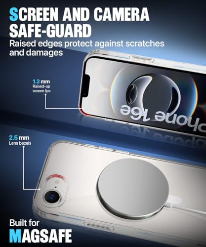 Image of WOW IMAGINE Ultra-Hybrid Back Case Cover for iPhone 16e | iPhone 17e Compatible with MagSafe | Drop and Camera Protection | Shock Proof Crystal Clear Mobile Back Case (PC+TPU, Transparent)