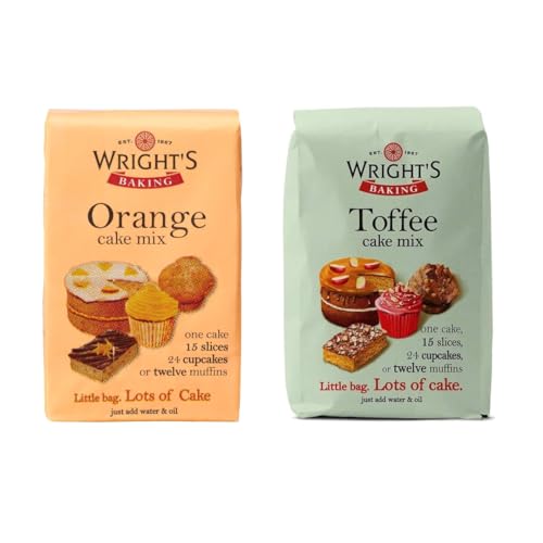 Wright's Baking Cake Mix Toffee & Orange Selection Pack (Each 500g Pack) can be used to bake light & moist cakes, slices, muffins or cupcakes