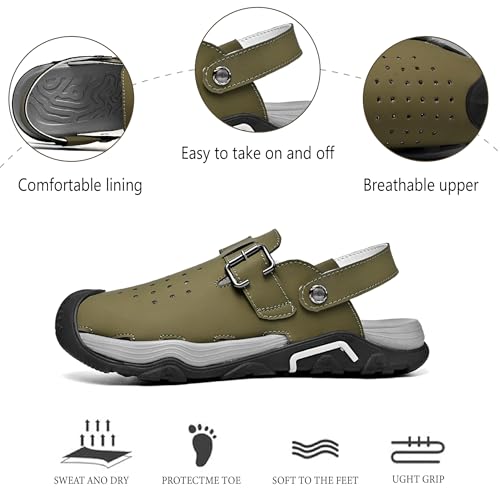 Asifn Mens Beach Sandals Summer Breathable Outdoor Shoes Lightweight Comfortable Walking Leather Closed Toe Casual2