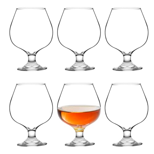 binsakao Brandy Glasses Set of 6 - Cognac Glasses 17 oz - Short Stem Wine Bourbon Glass for Spirits...